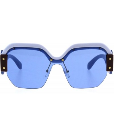 Womens Robotic 80s Disco Funk Shield Trendy Sunglasses - White Blue - CK18EXKMI86 $8.48 Rectangular