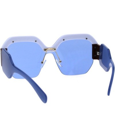 Womens Robotic 80s Disco Funk Shield Trendy Sunglasses - White Blue - CK18EXKMI86 $8.48 Rectangular