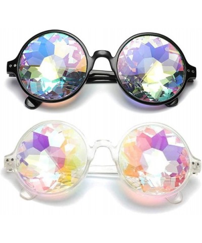 Kaleidoscope Glasses Festival Cosplay Rainbow Prism Sunglasses Goggles - black+clear(round) - CY18QZXD8SM $14.83 Goggle