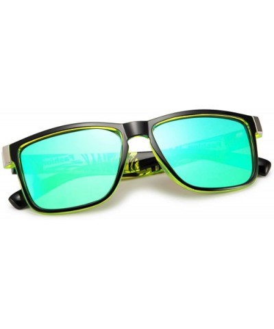 Vintage Polarized Sunglasses for Men Driving Square Sun Glasses UV Protection - Green - CH18AD895M3 $8.35 Sport