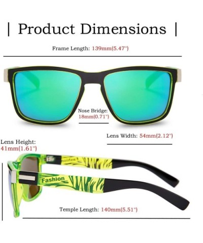 Vintage Polarized Sunglasses for Men Driving Square Sun Glasses UV Protection - Green - CH18AD895M3 $8.35 Sport