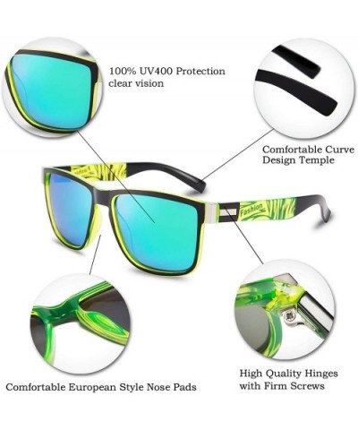 Vintage Polarized Sunglasses for Men Driving Square Sun Glasses UV Protection - Green - CH18AD895M3 $8.35 Sport