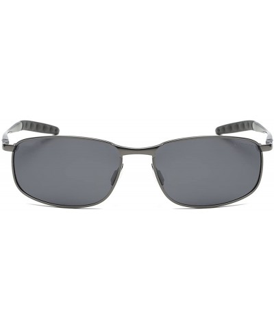 Polarized Sunglasses Unisex Rectangle Alloy Frame Fishing Sun Glasses K0535 - Gray&black - CI18009U4QT $10.42 Rectangular