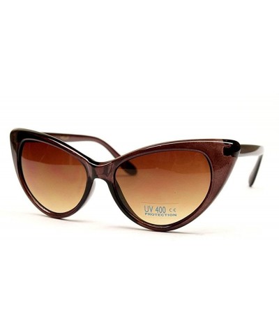 Women Cateye Sunglasses 50s Vintage Runway Fashion - Brown - CF11EEADN6L $5.72 Cat Eye
