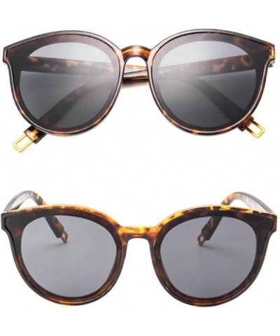 Transparent Plastic Cut-out Round Cateye Sunglasses - Leopard+grey - CP186UIHCN4 $11.26 Round