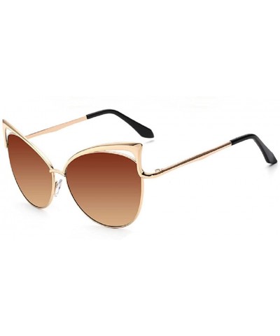 Sexy Cateye Women Sunglasses Oversized Metal Frame Flat Mirrored Lens - D - CN184RO3QW0 $5.40 Oversized