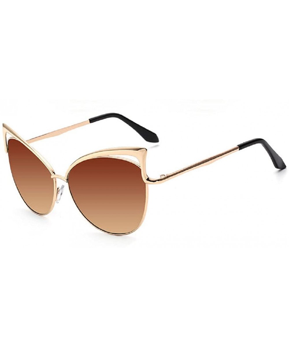 Sexy Cateye Women Sunglasses Oversized Metal Frame Flat Mirrored Lens - D - CN184RO3QW0 $5.40 Oversized