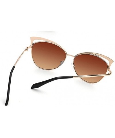 Sexy Cateye Women Sunglasses Oversized Metal Frame Flat Mirrored Lens - D - CN184RO3QW0 $5.40 Oversized