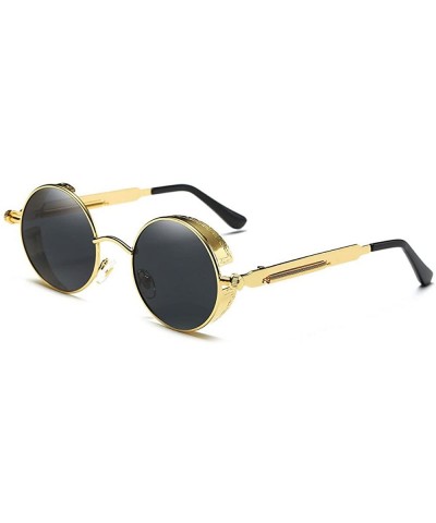 Retro sunglasses round polarized lenses hip hop style for men and women - Glod Frame+black Lens - C818RLSQ7TC $14.75 Round