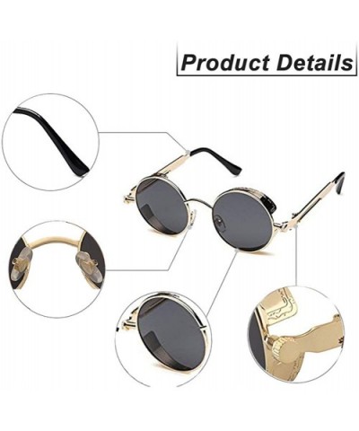 Retro sunglasses round polarized lenses hip hop style for men and women - Glod Frame+black Lens - C818RLSQ7TC $14.75 Round