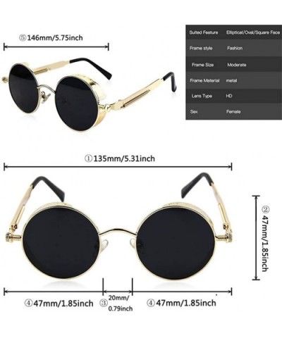 Retro sunglasses round polarized lenses hip hop style for men and women - Glod Frame+black Lens - C818RLSQ7TC $14.75 Round