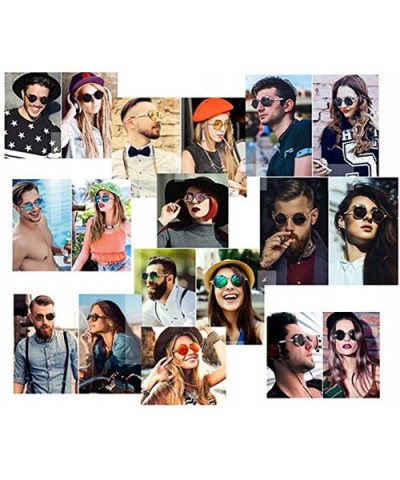 Retro sunglasses round polarized lenses hip hop style for men and women - Glod Frame+black Lens - C818RLSQ7TC $14.75 Round