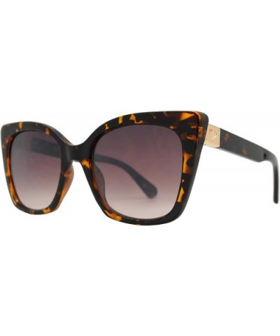 Box Cat Eye Sunglasses with Heart Accent for Women - Tortoise + Brown - C418WWNZ9HY $9.77 Cat Eye