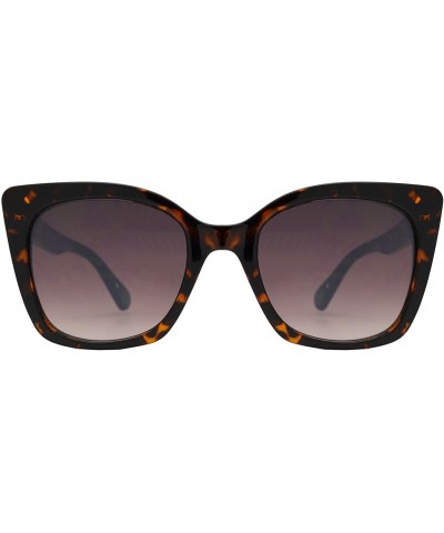 Box Cat Eye Sunglasses with Heart Accent for Women - Tortoise + Brown - C418WWNZ9HY $9.77 Cat Eye