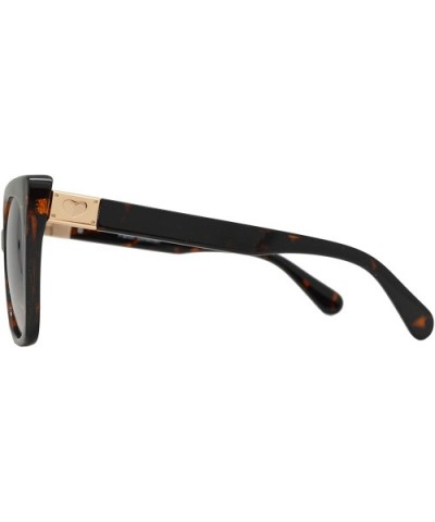 Box Cat Eye Sunglasses with Heart Accent for Women - Tortoise + Brown - C418WWNZ9HY $9.77 Cat Eye