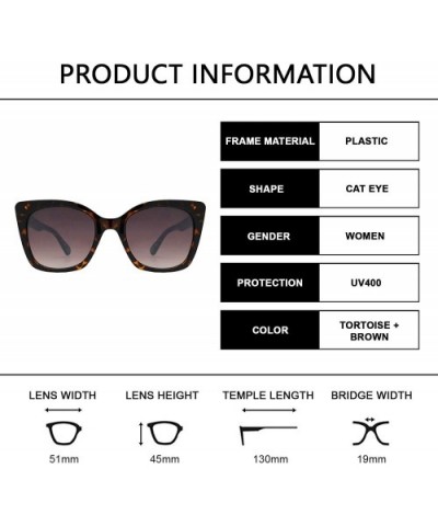 Box Cat Eye Sunglasses with Heart Accent for Women - Tortoise + Brown - C418WWNZ9HY $9.77 Cat Eye