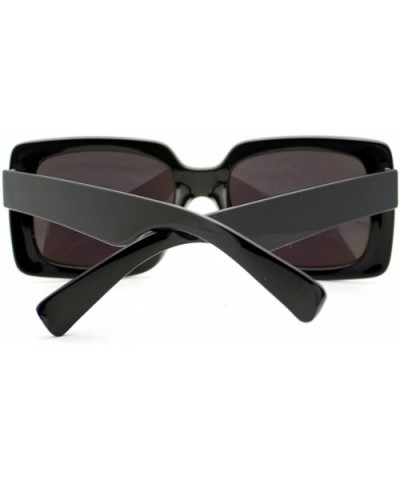 Womens Thick Plastic Rectangular Groovy Retro Mirrored Lens Sunglasses Black Teal - CH11YHV1M25 $5.86 Square