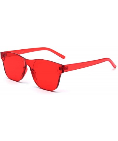 Oversized Colorful One Piece Square Sunglasses Flat Gradient Transparent Lenses Party Sun Glasses - Red 1 - C718SC4ZL5Y $4.49...