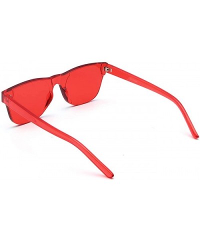 Oversized Colorful One Piece Square Sunglasses Flat Gradient Transparent Lenses Party Sun Glasses - Red 1 - C718SC4ZL5Y $4.49...