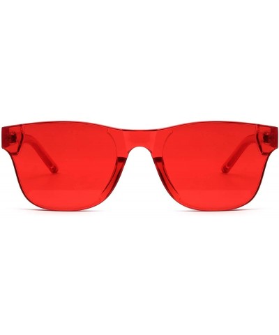 Oversized Colorful One Piece Square Sunglasses Flat Gradient Transparent Lenses Party Sun Glasses - Red 1 - C718SC4ZL5Y $4.49...