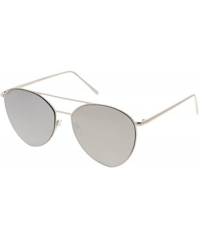 Oversize Thin Metal Double Crossbar Mirrored Flat Lens Aviator Sunglasses 62mm - Silver / Silver Mirror - CZ182HC2HQ6 $10.01 ...