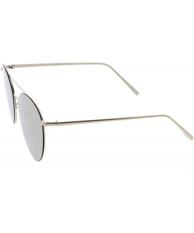 Oversize Thin Metal Double Crossbar Mirrored Flat Lens Aviator Sunglasses 62mm - Silver / Silver Mirror - CZ182HC2HQ6 $10.01 ...