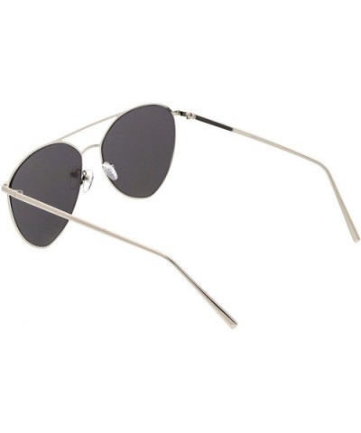 Oversize Thin Metal Double Crossbar Mirrored Flat Lens Aviator Sunglasses 62mm - Silver / Silver Mirror - CZ182HC2HQ6 $10.01 ...