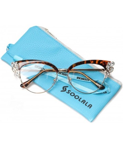 Womens Rhinestones Cateye Reading Glass Eyeglass Frame - Leopard - CN18I89SIWI $8.10 Cat Eye