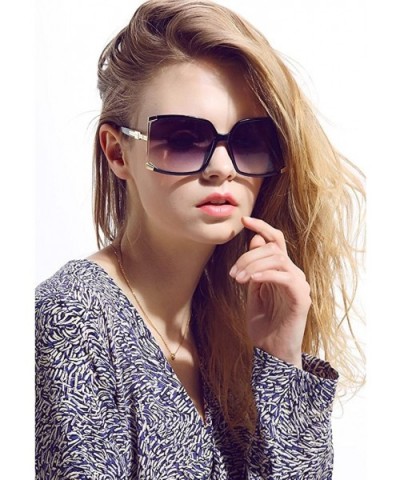 New Women's Oversized Square sunglasses Protection Eye Glasses With Case - Black - C212EQR4SHF $9.28 Goggle