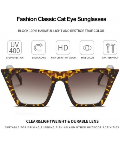 Square Cat Eye Sunglasses for Women Fashion Oversize Cat-eye Classic women Sunglasses - CX1944A54DI $7.77 Rectangular