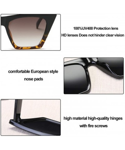 Square Cat Eye Sunglasses for Women Fashion Oversize Cat-eye Classic women Sunglasses - CX1944A54DI $7.77 Rectangular