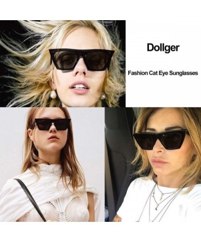 Square Cat Eye Sunglasses for Women Fashion Oversize Cat-eye Classic women Sunglasses - CX1944A54DI $7.77 Rectangular