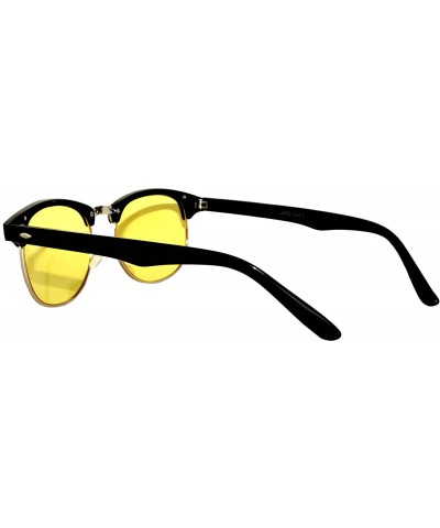 Retro Classic Sunglasses Metal Half Frame With Colored Lens Uv 400 - Black-silver-grd-yellow - CF12MWVS48R $8.40 Oval