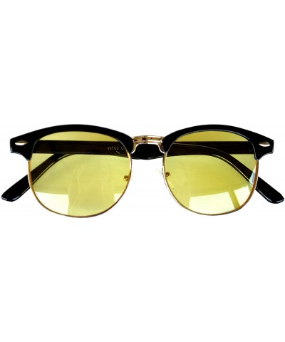 Retro Classic Sunglasses Metal Half Frame With Colored Lens Uv 400 - Black-silver-grd-yellow - CF12MWVS48R $8.40 Oval