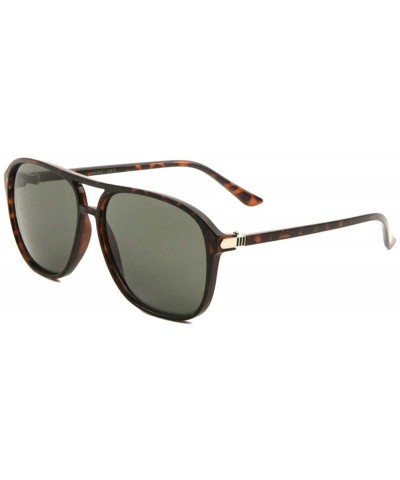 Flat Top & Lens Thin Temple Modern Rounded Aviator Sunglasses - Green Demi - C0190ESN8OU $12.57 Aviator