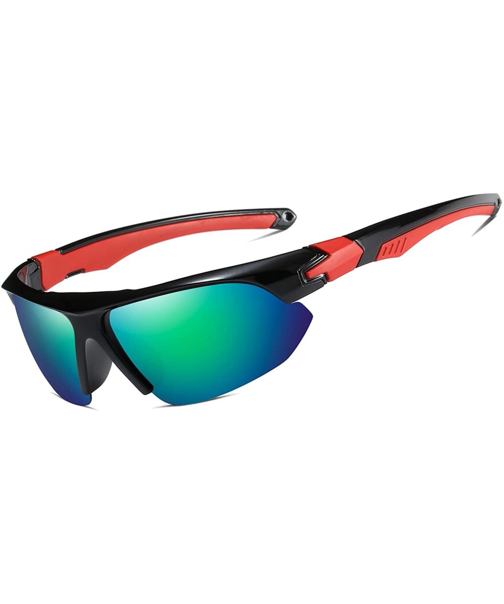 Polarized Sports Sunglasses Cycling Driving Fishing Glasses with 6 Interchangeable Lenses - Black Blue - C9193AQW5LK $9.19 Sport