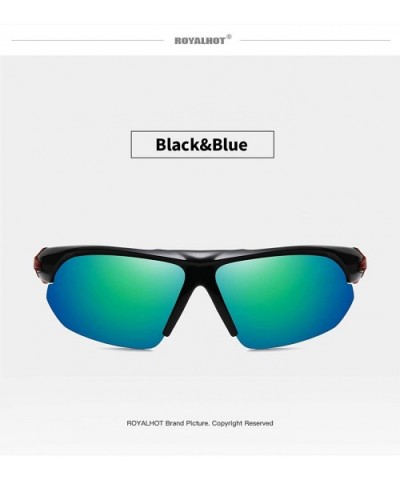 Polarized Sports Sunglasses Cycling Driving Fishing Glasses with 6 Interchangeable Lenses - Black Blue - C9193AQW5LK $9.19 Sport