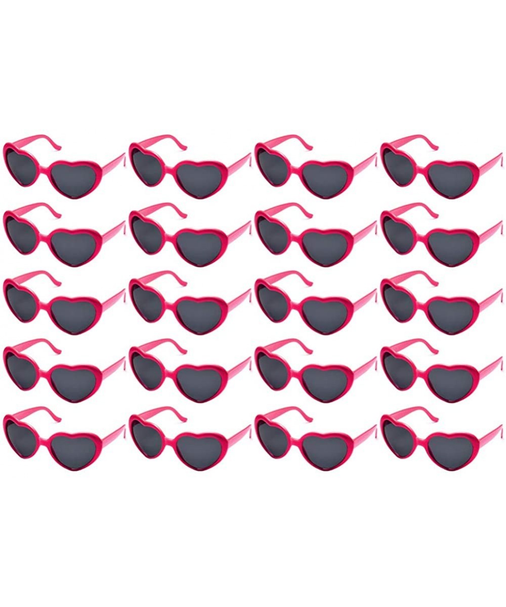 10 Packs Neon Colors Wholesale Heart Sunglasses - 20 Packs Hot Pink - CL18G0O4R9K $20.44 Oversized