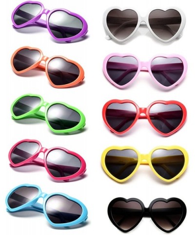 10 Packs Neon Colors Wholesale Heart Sunglasses - 20 Packs Hot Pink - CL18G0O4R9K $20.44 Oversized