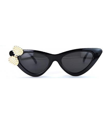 Rhinestone Designer Retro Cat Eye Sunglasses Small Durable 2020 Fashion Ladies Women UV400 - Pearl - C7198G9NSXO $22.57 Cat Eye