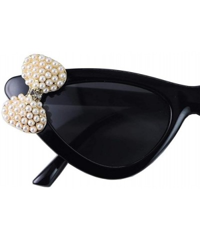 Rhinestone Designer Retro Cat Eye Sunglasses Small Durable 2020 Fashion Ladies Women UV400 - Pearl - C7198G9NSXO $22.57 Cat Eye