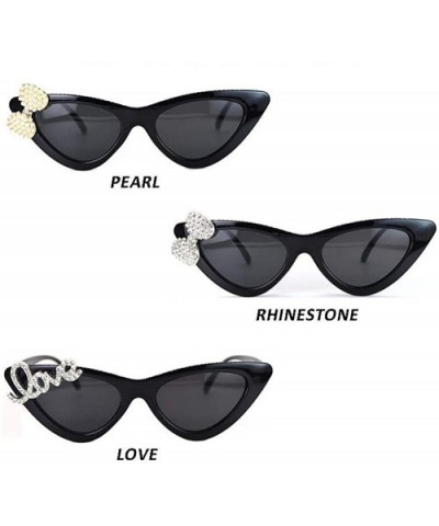 Rhinestone Designer Retro Cat Eye Sunglasses Small Durable 2020 Fashion Ladies Women UV400 - Pearl - C7198G9NSXO $22.57 Cat Eye