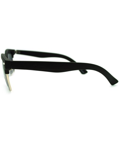 Classic Square Sunglasses Rectangular Half Horn Rim Shades - Matte Black - CH11GEM4P83 $6.44 Rectangular