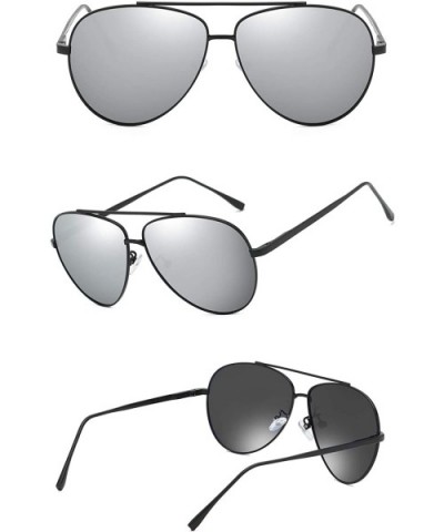 Premium Military Polarized Sunglasses Protection - Black Frame/Silver Lens - CT18KDQ7A8G $12.24 Round