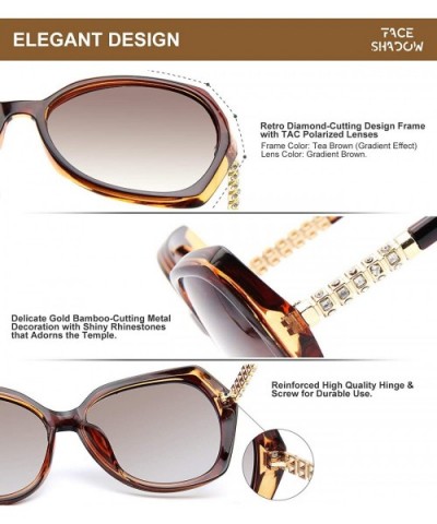 Classic Oversized Polarized Sunglasses for Women - Rhinestone Frame Sun Glasses UV400 Protection - Brown - CW18WQH5KTO $8.92 ...