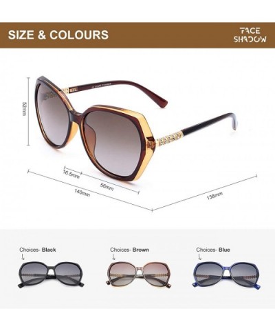 Classic Oversized Polarized Sunglasses for Women - Rhinestone Frame Sun Glasses UV400 Protection - Brown - CW18WQH5KTO $8.92 ...