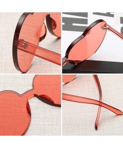 Love Heart Shaped Rimless Sunglasses PC Frame Resin Lens Sunglasses UV400 Sunglasses - Brown - CN199XT8XMI $4.36 Square