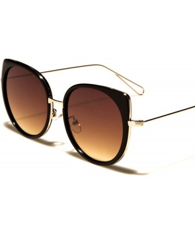 Designer Celebrity Fashion Elegant Foxy Womens Cat Eye Sunglasses - Black & Gold / Brown - CH18ECELO49 $7.89 Cat Eye