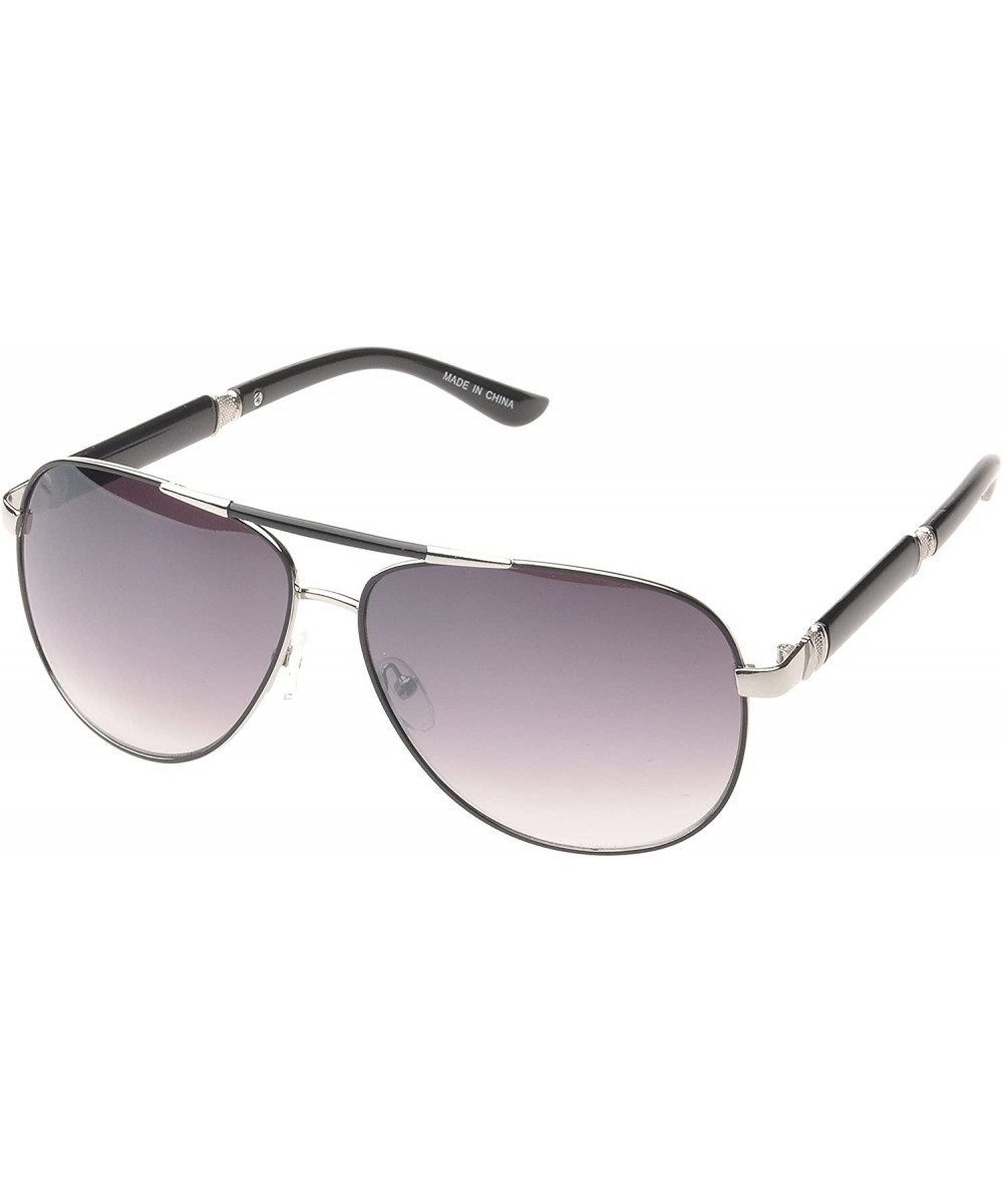 'Ashville' Double Bridge Aviator Fashion Sunglasses - Black - CO11PMFLEO1 $7.52 Aviator