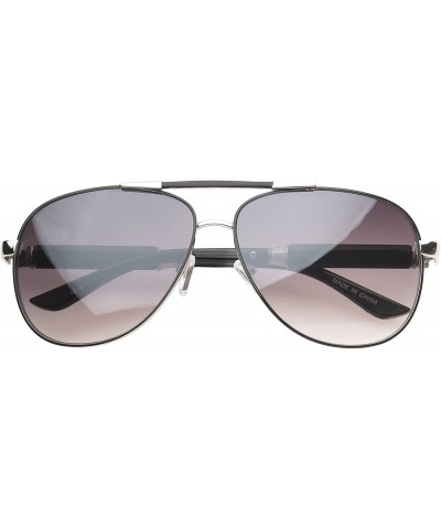 'Ashville' Double Bridge Aviator Fashion Sunglasses - Black - CO11PMFLEO1 $7.52 Aviator